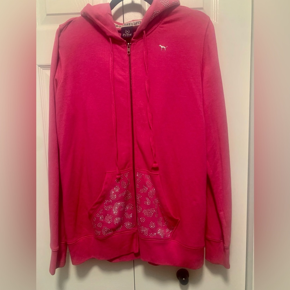 Pink Full Zip Bling Hoody